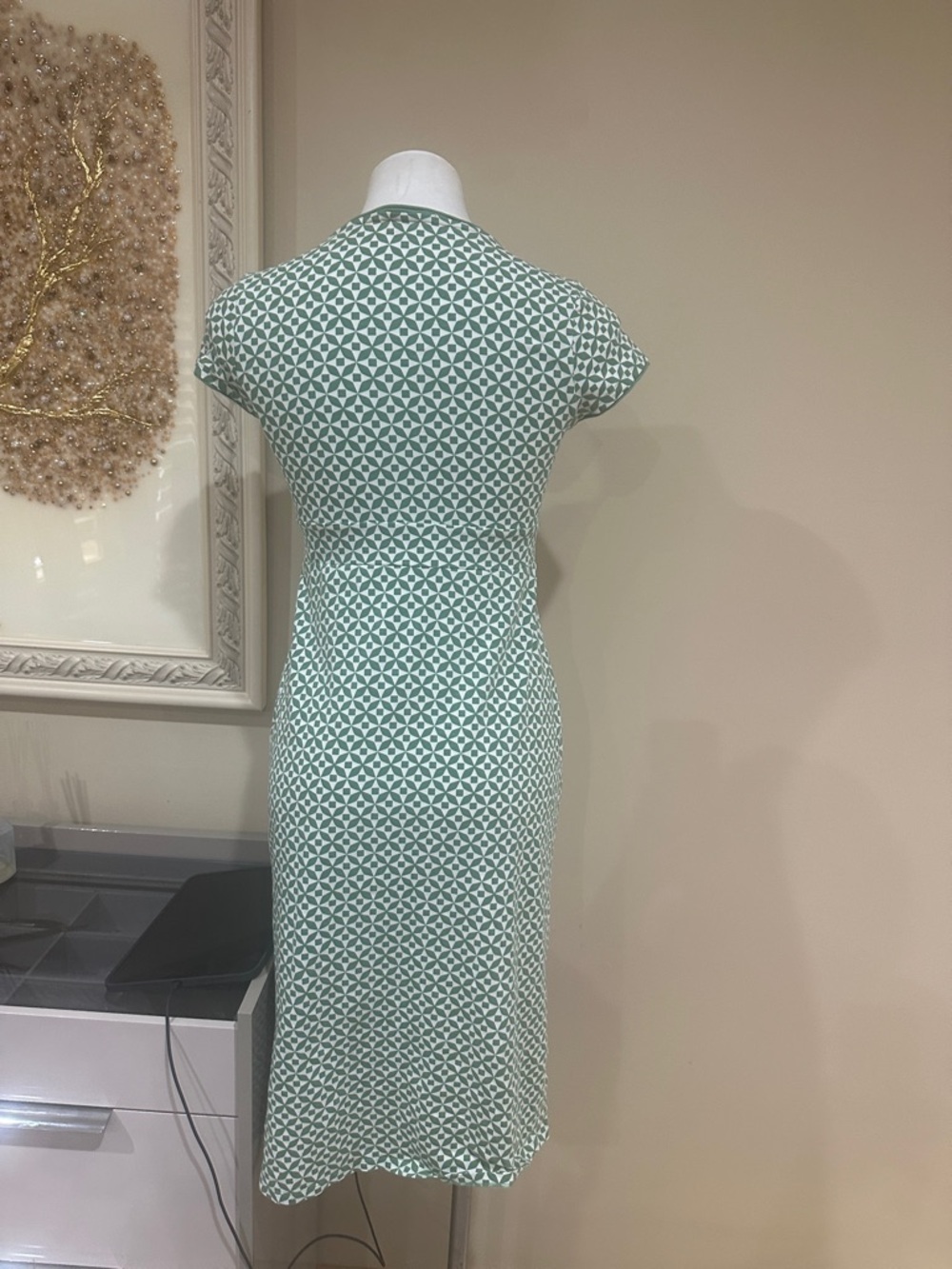 Boden Green Printed Cap Sleeve Wrap Midi Dress - Picture 4 of 10